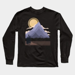 minimalist mountain view Long Sleeve T-Shirt